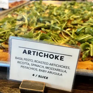 a sign for artichoke