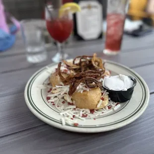 Vegan Loaded Pierogis.  These were the absolute bomb. I would go back just for the pierogis. The dough was fried to perfection.