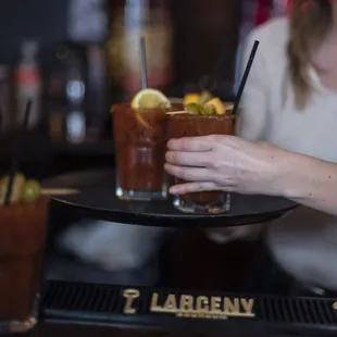 PROSPERITY&apos;S CLASSIC BLOODY MARY
House-made Bloody Mary Mix, Vodka, Chili Salt Rim, Skewered Pickle Garnish with Smoked Cheddar and Olive