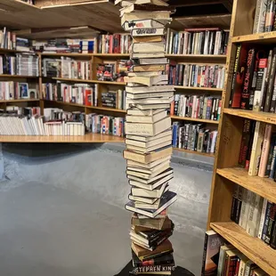 Stack of books in the basement