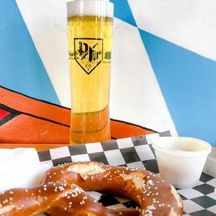The pilsner and a pretzel