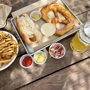 Fries, pretzel, jalapeño cheddar sausage