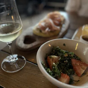 Wine unknown? Kale and seasonal fruit salad.