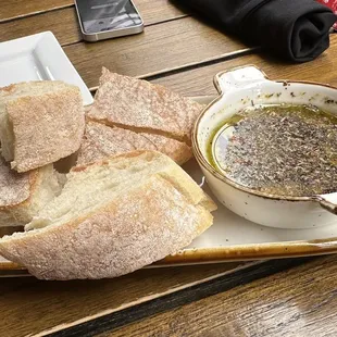 focaccia served with olive oil