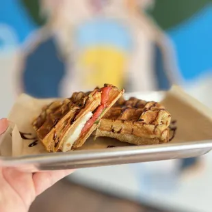 Toasted Caprese Protein Waffle