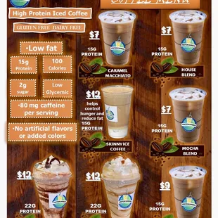 Especially protein iced &amp; hot coffees