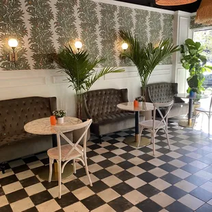 Inside tables and chairs