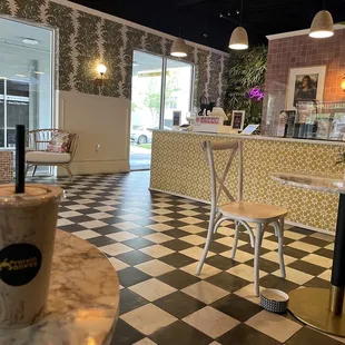 the interior of a coffee shop