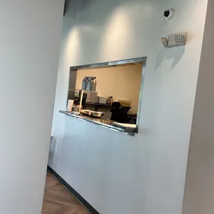 Kitchen area where you pick up your food