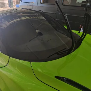 Windshield protection applied to front glass and upper door/roof glass