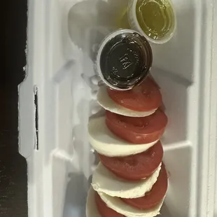 Tomato mozzarella (missing the basil and salt)