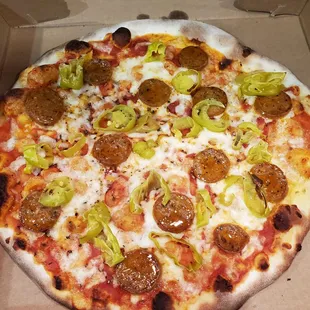 The Traditional with Sausage and Banana Peppers. My favorite of the three!