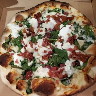 The Pontiff Pie we added ricotta and bacon