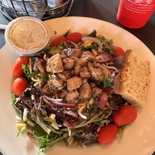 Chicken bacon salad with Cajun honey mustard dressing.