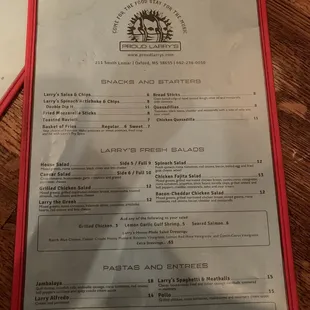menu