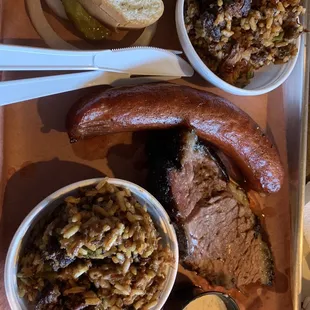 Oh my! The brisket was absolutely perfect!  What a great meal!! The sausage is spicy and the jambalaya is so good!