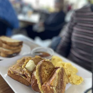 French Toast and eggs. Over done.