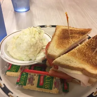 Classic Club Sandwich with coleslaw