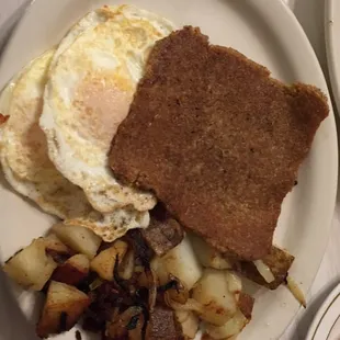 Eggs, Goetta, and Potatoes
