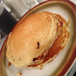 Pancakes are large, and cheap.