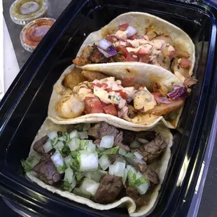 Fish Tacos, Shrimp Tacos, Carne Asada taco