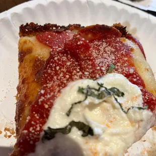 Detroit style pepperoni pizza.