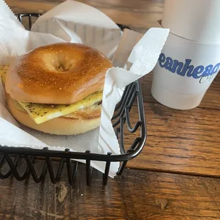 BEC and black coffee with double shot