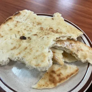 a plate of pita bread