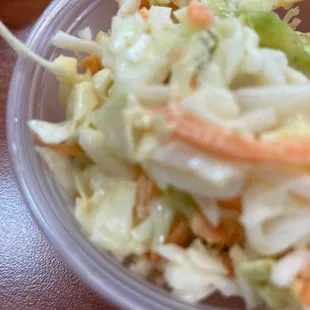 a bowl of coleslaw
