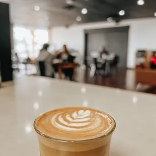 a cup of coffee on a table