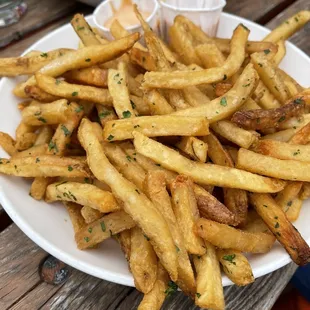 a plate of french fries