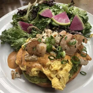 Shrimp and crab Benedict