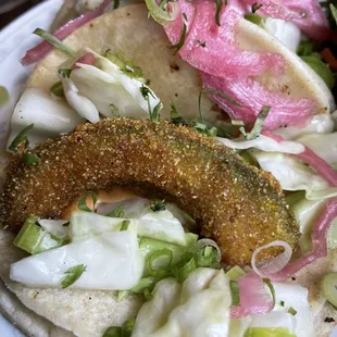 Fried avocado tacos