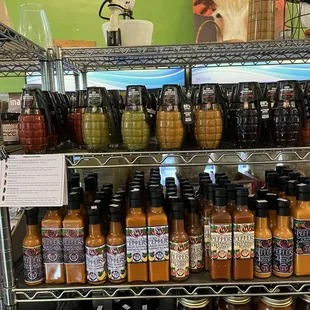 When your hot sauce comes in the shape of a grenade, look out.