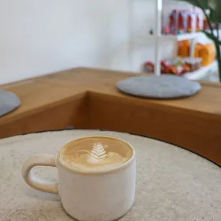 a cup of coffee on a table