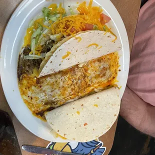 Double Stuff Beef Tacos and Cheese Enchiladas
