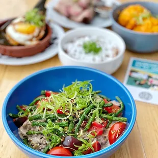 tinaktak, chicken kelaguen, bbq brisket, red rice