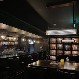 The gorgeous bar and spirits wall.