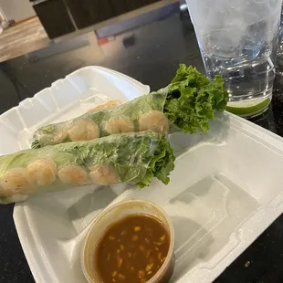 shrimp spring rolls! $8