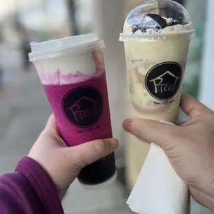 Dragon Fruit Smoothie w/ Cheese and Oreo Puff Creme Milk Tea