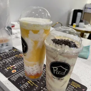 Mango coconut sago, oreo Oreo Puff Creme Milk Tea