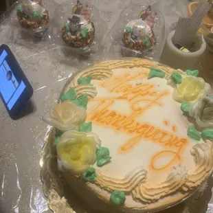 Thanksgiving cake and some butter cream cupcakes