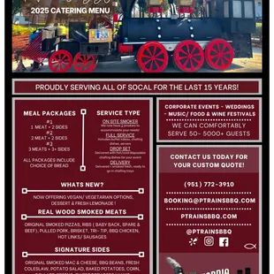 Our 2025 Catering menu