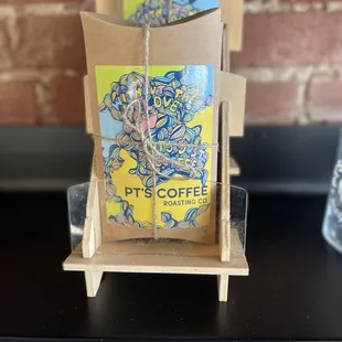 two bags of coffee on a table