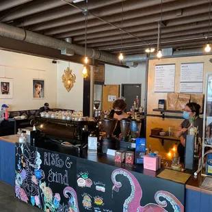 the interior of a coffee shop