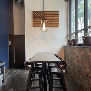 Long table seating towards the back