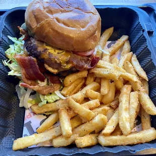 Pub Bacon Cheeseburger and Fries