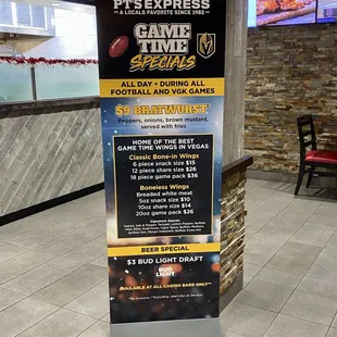 Specials during a game
