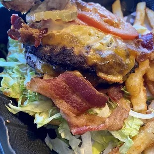 Close up of Pub Bacon Cheeseburger