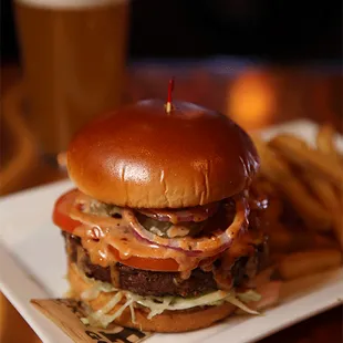 a burger and french fries